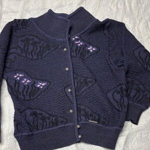 Geiger Wool size 38 (small/medium) Cardigan with Floral Details